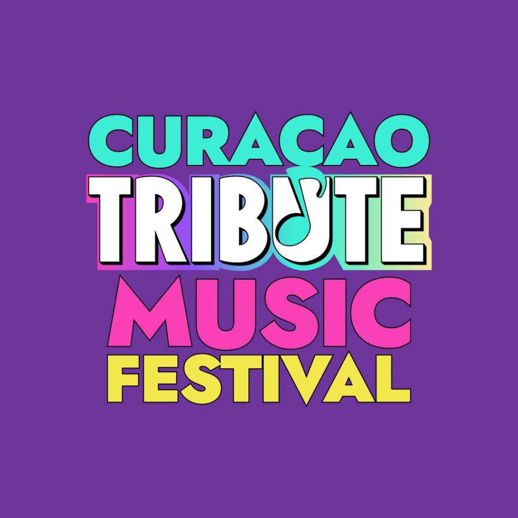 Colorful logo for the Curacao Tribute Music Festival featuring bold typography on a purple background.
